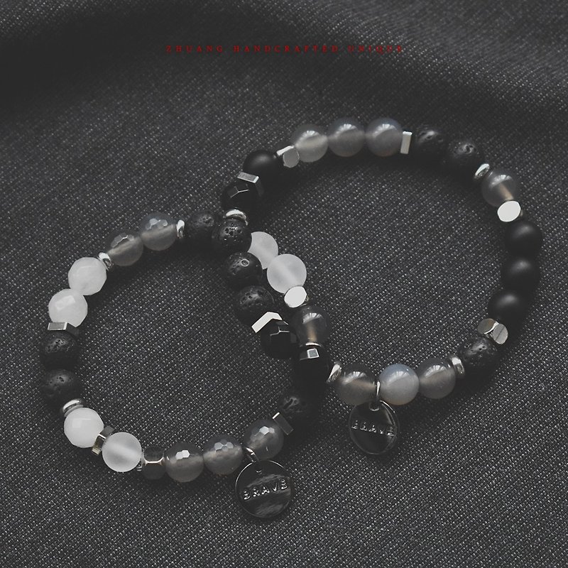 ZHU.Handmade Bracelet | Black (Christmas / Exchange Gift / Couple / Natural Stone) - Bracelets - Gemstone Gray