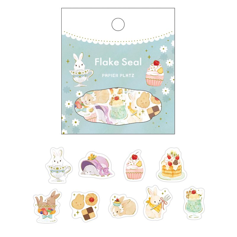 53-023 Gold foil flake sticker sweet bunny - สติกเกอร์ - กระดาษ 