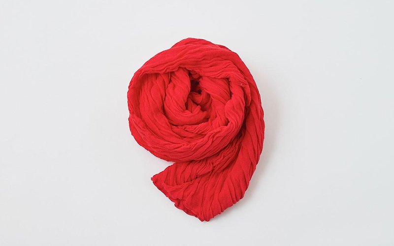 Linen Cotton Knit Twist Stall Red - Scarves - Cotton & Hemp Red