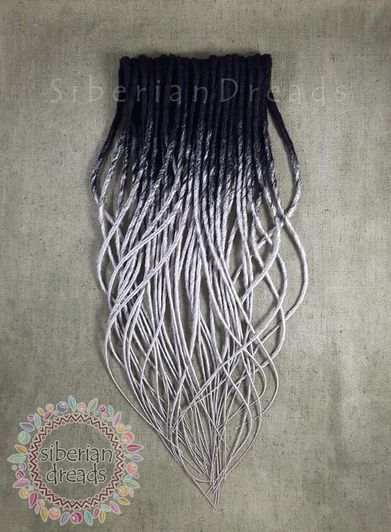 Classic Gothic Dreadlocks  / Black Grey Twist Synthetic Dreads / Goth Hair. - 髮夾/髮圈 - 其他材質 灰色