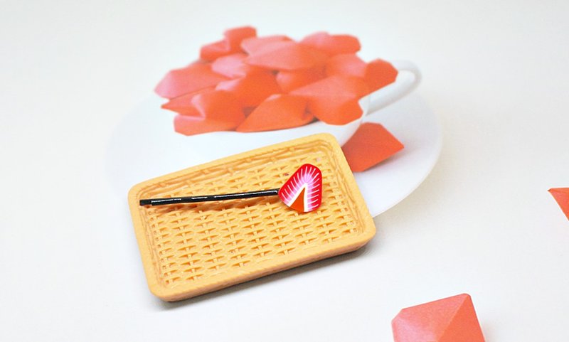 <Imitation Clay Hair Accessories> => Sliced Strawberry-A Clip Series-#俏皮#Lovely - Hair Accessories - Clay Red