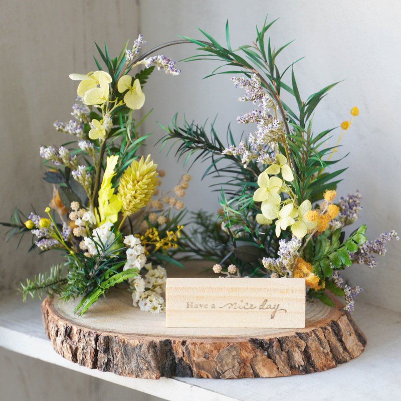 【木製シリーズ】魔法の小さな森の不滅の花の装飾フラワーテーブル - ドライフラワー・ブーケ - 寄せ植え・花 