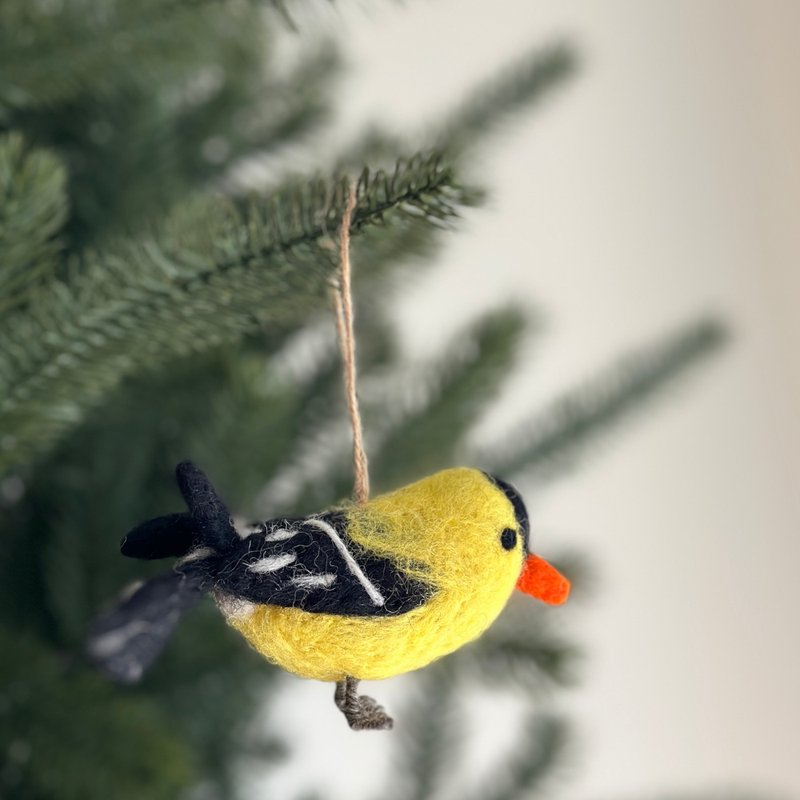 Christmas tree hanging bird bird North American bird Christmas decoration Christmas hanging ornaments Christmas decoration - ของวางตกแต่ง - ขนแกะ สีทอง