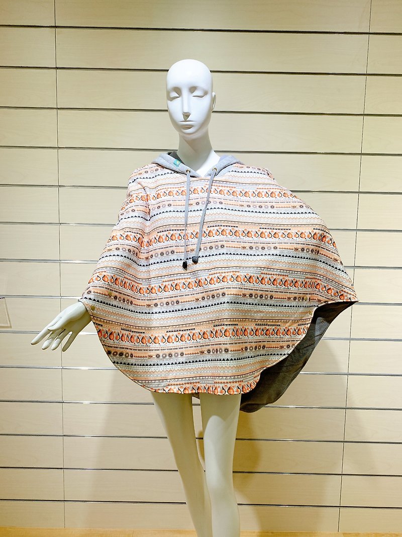 [Single piece limited edition] Thick cape towel sweater - bright orange geometry (short in the front and long in the back) - Other - Polyester Orange
