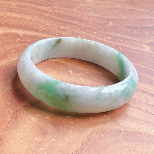 翡翠バングル（グリーンフローラル） | 14号 | 天然ミャンマー翡翠A貨