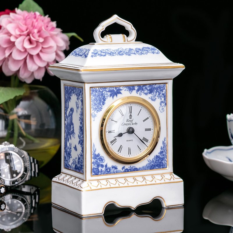 限量英國製Royal Crown Derby 幸福青鳥歐式裝飾骨瓷時鐘座鐘 - 時鐘/鬧鐘 - 瓷 