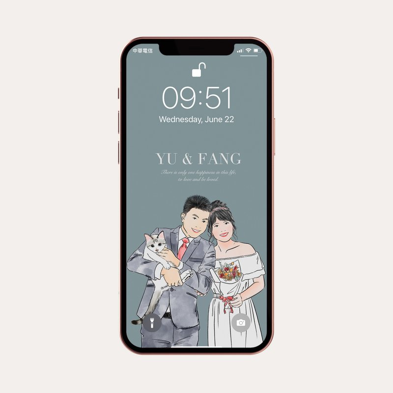 Yuu【客製化】似顏繪簡易線條風 - 手機桌布電子檔 - 電腦手機桌布/貼圖/App 圖示 - 其他材質 
