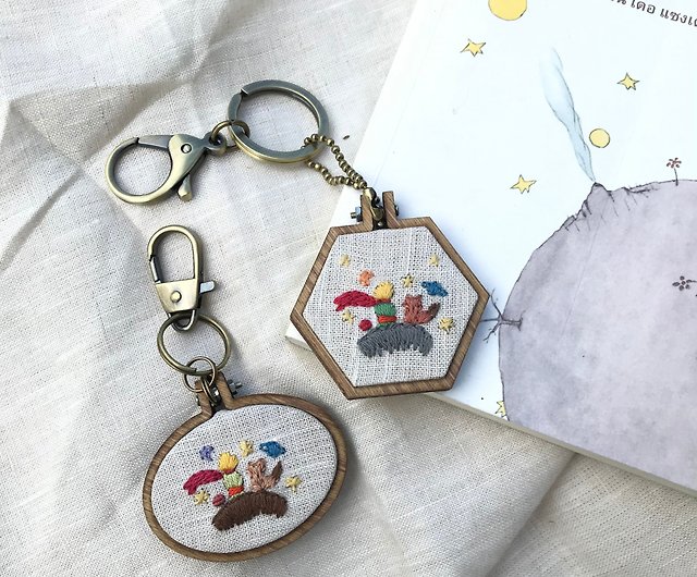 Fox Embroidery Keychain, Accessories Keychains, Embroidery Keyring