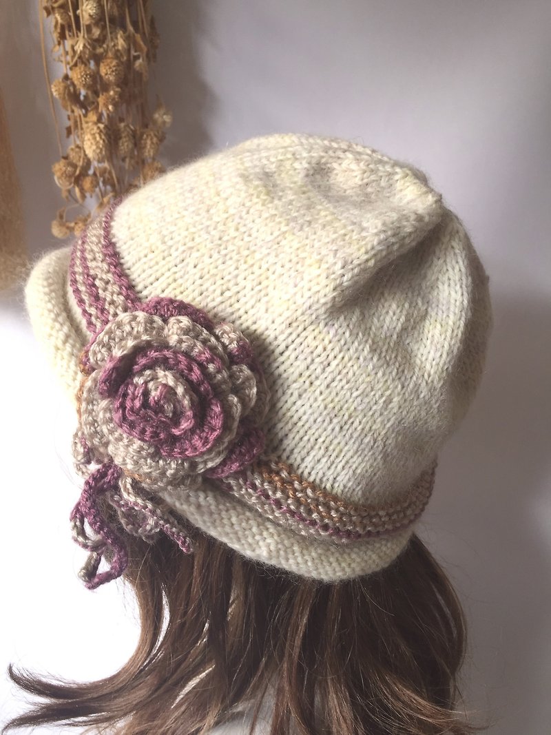 小さな花が生涯親子ウールの帽子を暖める（ミイラモデル） - 帽子 - その他の素材 