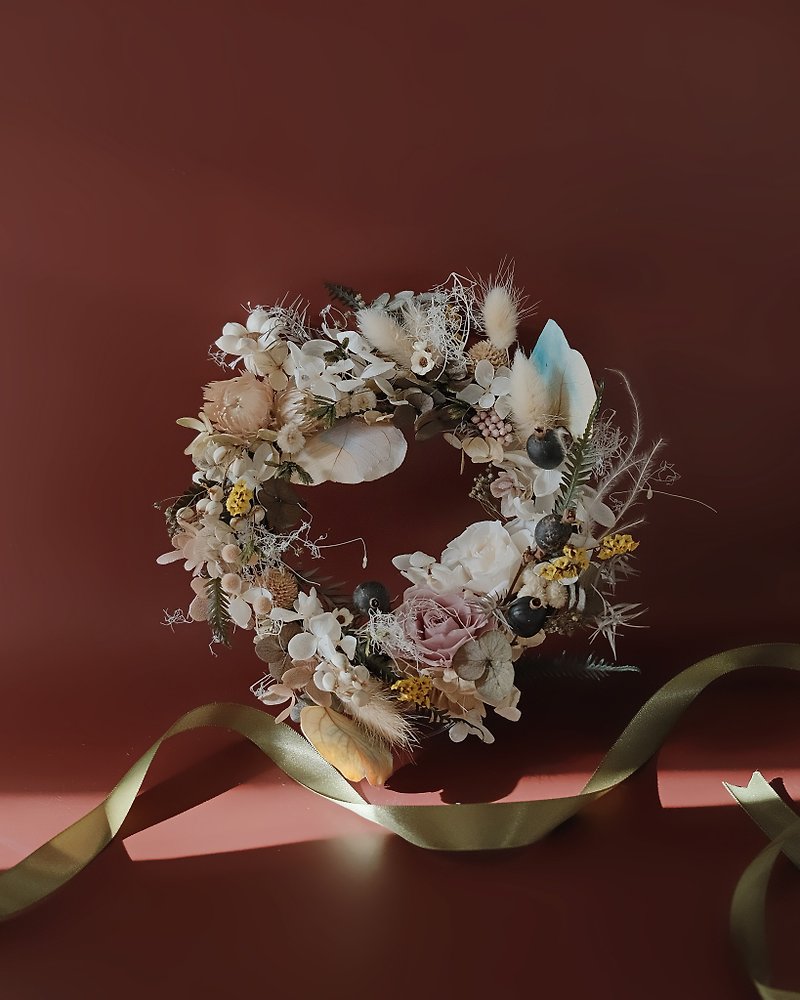 [Christmas Gift Box] Lili Kemo Natural Style Christmas Wreath - ช่อดอกไม้แห้ง - พืช/ดอกไม้ 