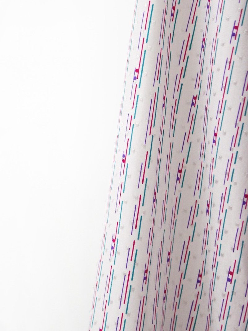 【RE0407T1853】日本製幾何條紋印花粉紫色領結古著襯衫 - 女襯衫 - 聚酯纖維 紫色