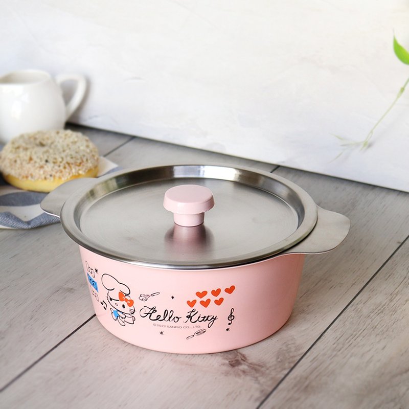 【SANRIO】HELLO KITTY- Stainless Steel exclusive pot 16CM (with lid) - Pots & Pans - Stainless Steel Pink