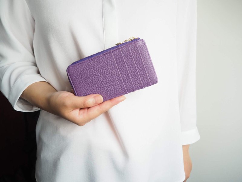 fragment wallet grape - กระเป๋าสตางค์ - หนังแท้ สีม่วง