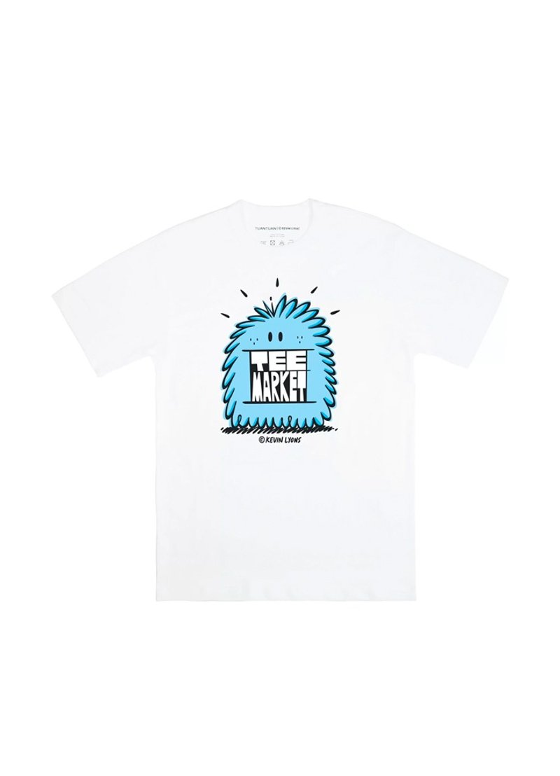 Tuantuan x Kevin Lyons Little Monster International Joint Cotton T-shirt - เสื้อยืดผู้หญิง - ผ้าฝ้าย/ผ้าลินิน ขาว