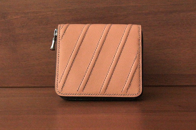 葉脈拉鍊短夾 － Vein small zipper wallet - 皮夾/長短夾/錢包 - 真皮 多色
