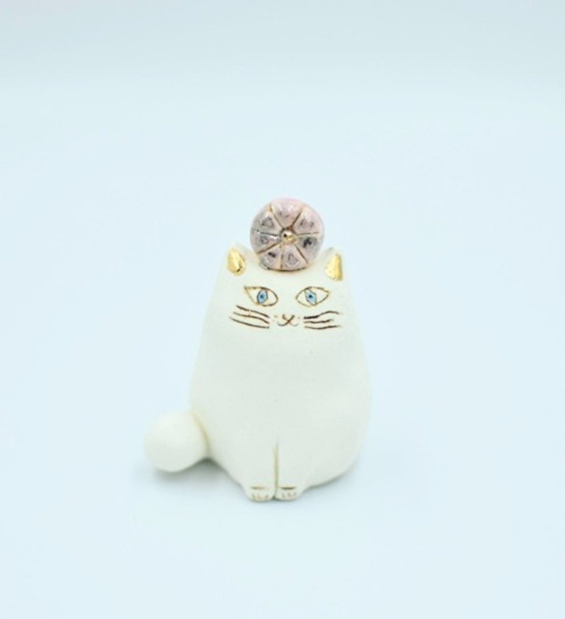 Cat 　gold　Platinum　pottery - ของวางตกแต่ง - ดินเผา 