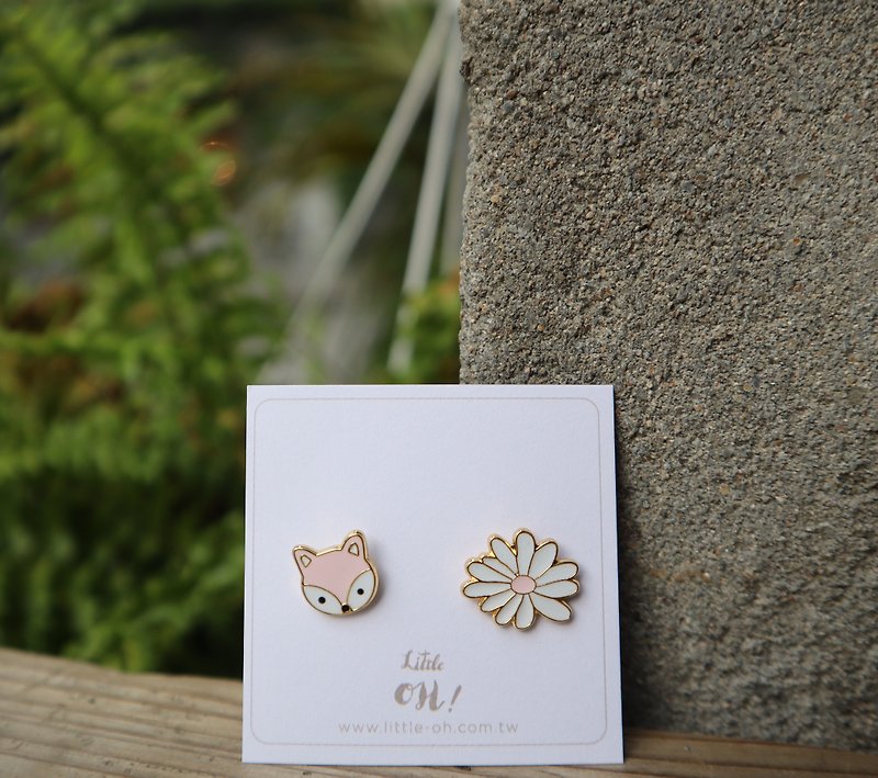 Little fox cute animal clip-on earrings - Earrings & Clip-ons - Enamel Gray