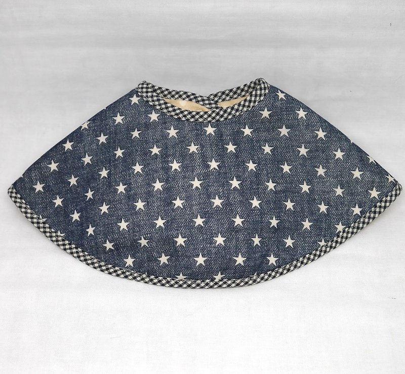 Japanese Handmade 8-layer-gauze 360 circle bib - ผ้ากันเปื้อน - กระดาษ สีน้ำเงิน