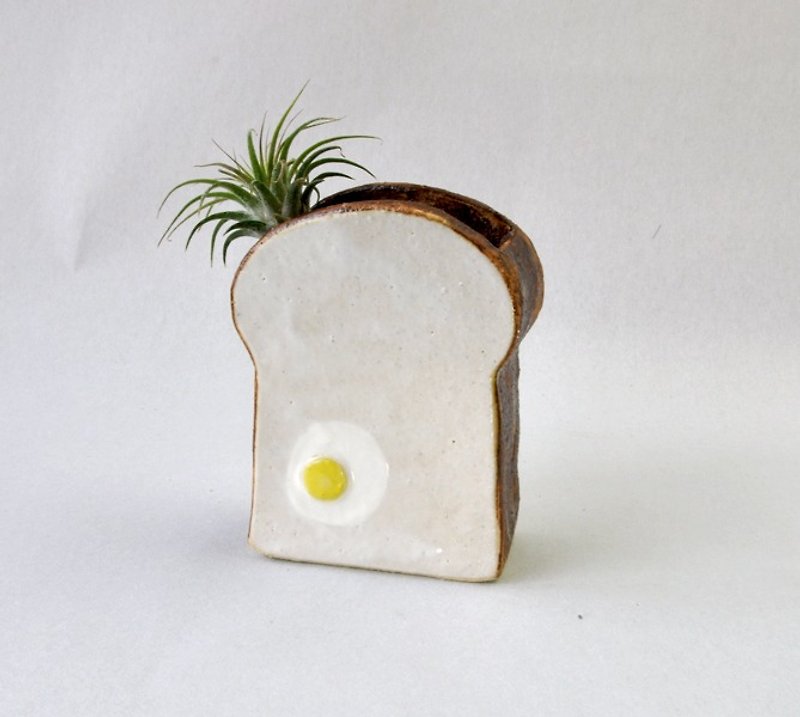 厚切り食パンの一輪挿し　ペン立てとしても - 花瓶・植木鉢 - 陶器 ホワイト