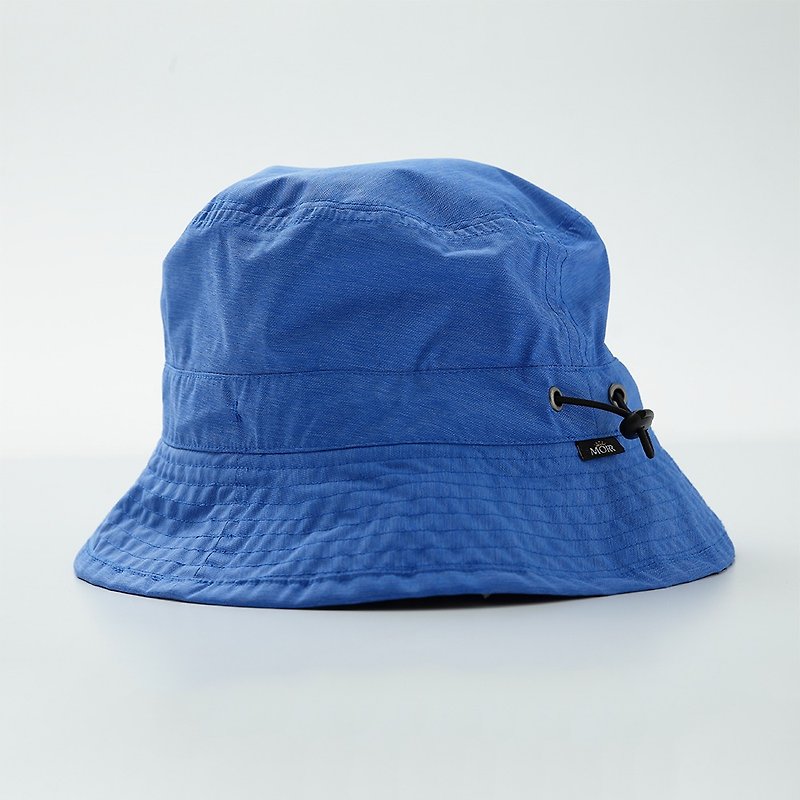 晴雨兩用收納帽_花紗藍 - 帽子 - 防水材質 藍色