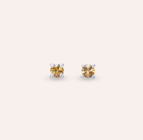 安珠 AND JEWEL 每天配戴的天然寶石 安珠 橘剛 橘色 圓形 3mm 耳環 經典系列 Round E 寶石銀飾 AND