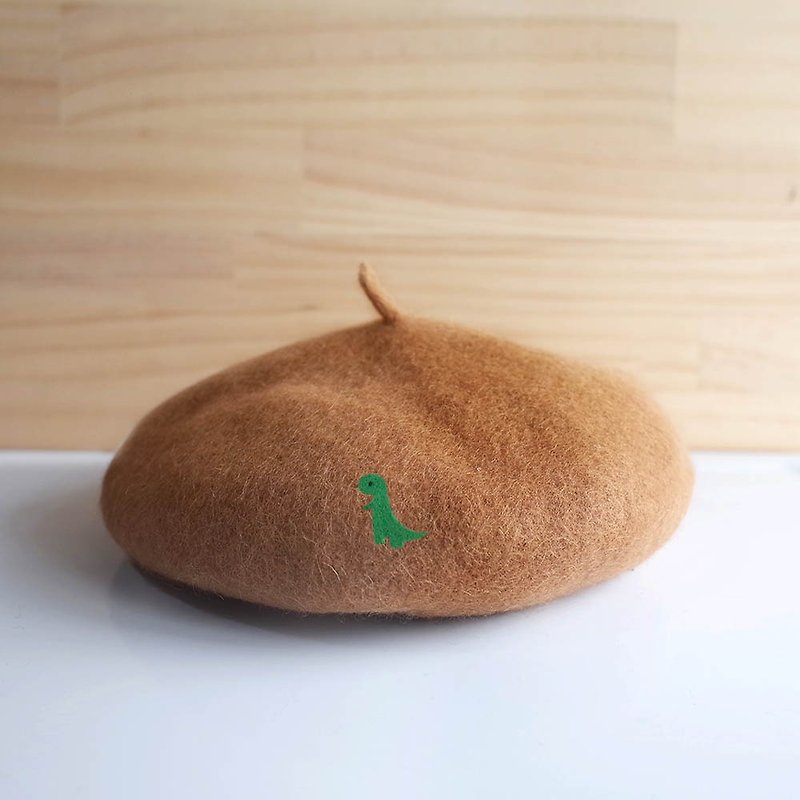 [Q-cute] Beret Series - Tyrannosaurus Hat - can add words - Hats & Caps - Wool Multicolor