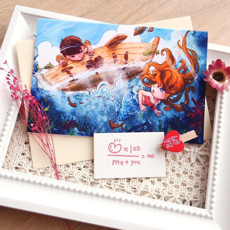 【Pin】I Love U│Print│Love letter with envelope at your choice - การ์ด/โปสการ์ด - กระดาษ สีน้ำเงิน