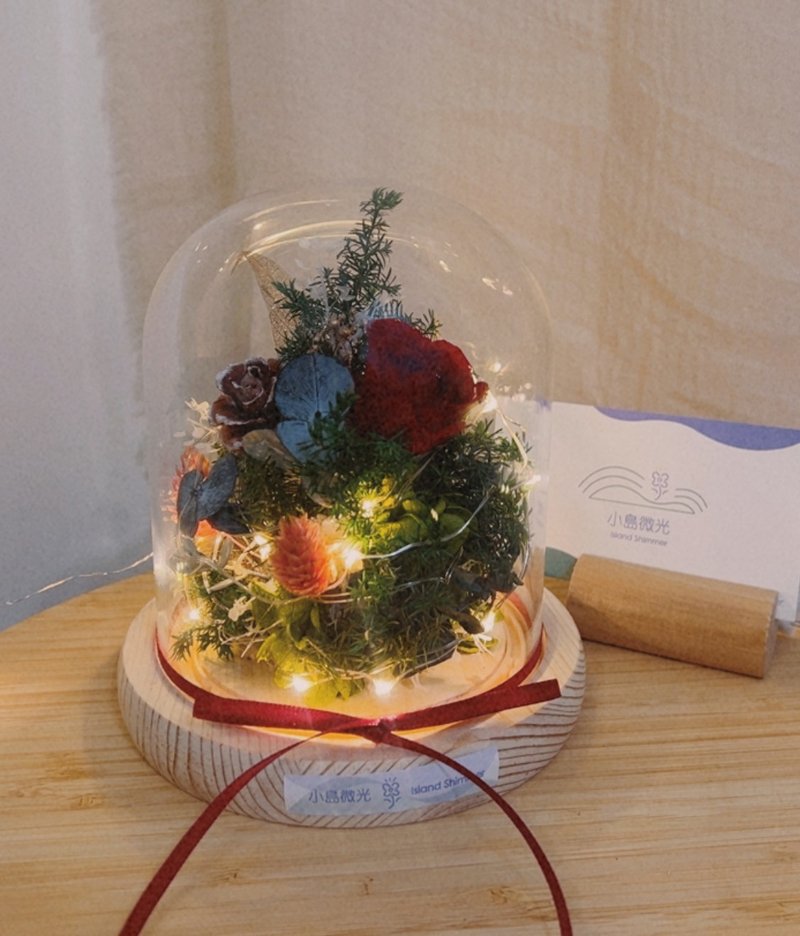 溫馨冬季 - 聖誕樹氣氛串燈玻璃花盅 - 乾燥花/永生花 - 植物．花 