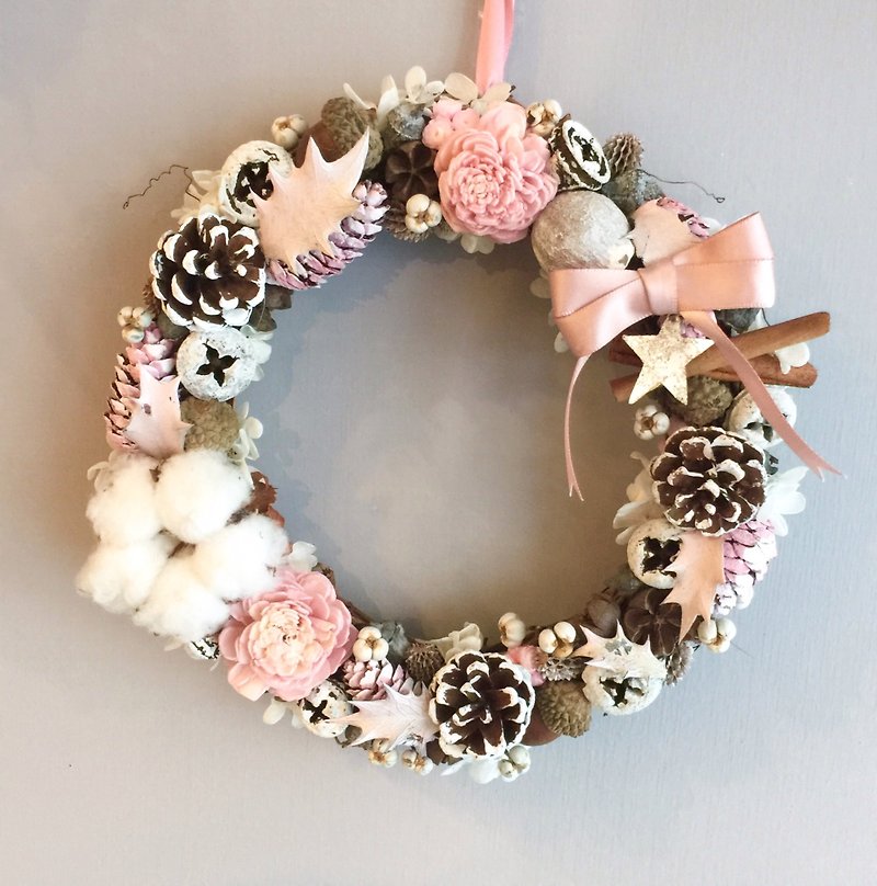Christmas limited pink christmas wreath - ของวางตกแต่ง - พืช/ดอกไม้ สึชมพู