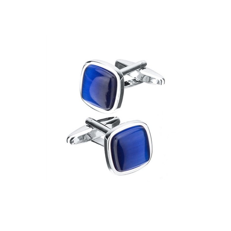 Kings Collection 方形深藍貓眼石袖扣 KC10059 藍色 - 袖口鈕 - 其他金屬 藍色