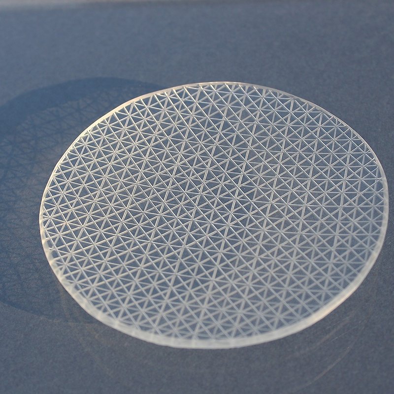 Transparent glass engraved small dish circle
