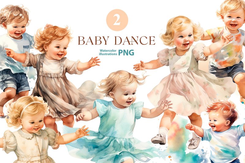 Watercolor dance clipart set, 7 Png, Cute Ballerina Clipart, Dance School - 電子手帳及素材 - 其他材質 