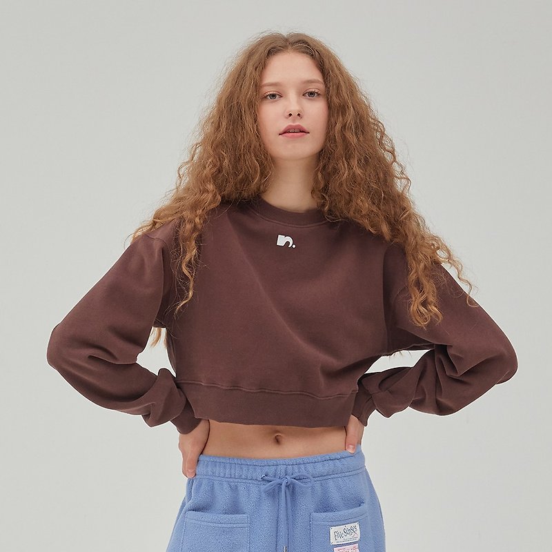 Symbol Crop Sweatshirt - Brown - 女毛衣/針織衫 - 其他材質 
