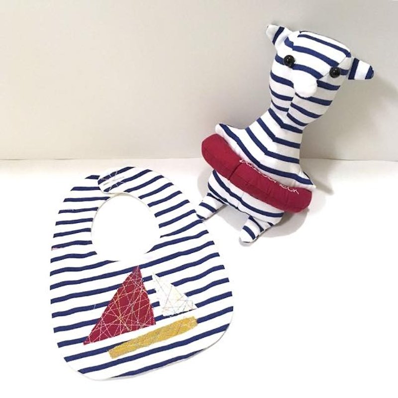 Malin baby gift set A dog and yacht  (GIFT BOX) - Baby Gift Sets - Cotton & Hemp Blue