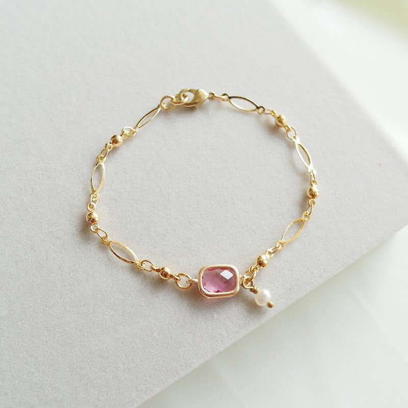 Swing Pearl Series Fine Plated Zircon Bracelet - Pink - Bracelets - Other Metals Pink