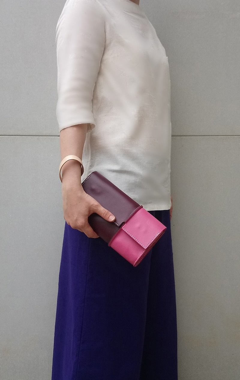 Touch-color matching clutch - กระเป๋าคลัทช์ - หนังแท้ สีม่วง