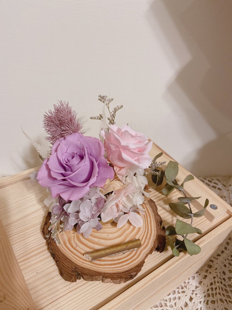 開幕送禮名片座 粉紫配色 永生花名片座 升遷禮物 - 乾燥花/永生花 - 植物．花 紫色