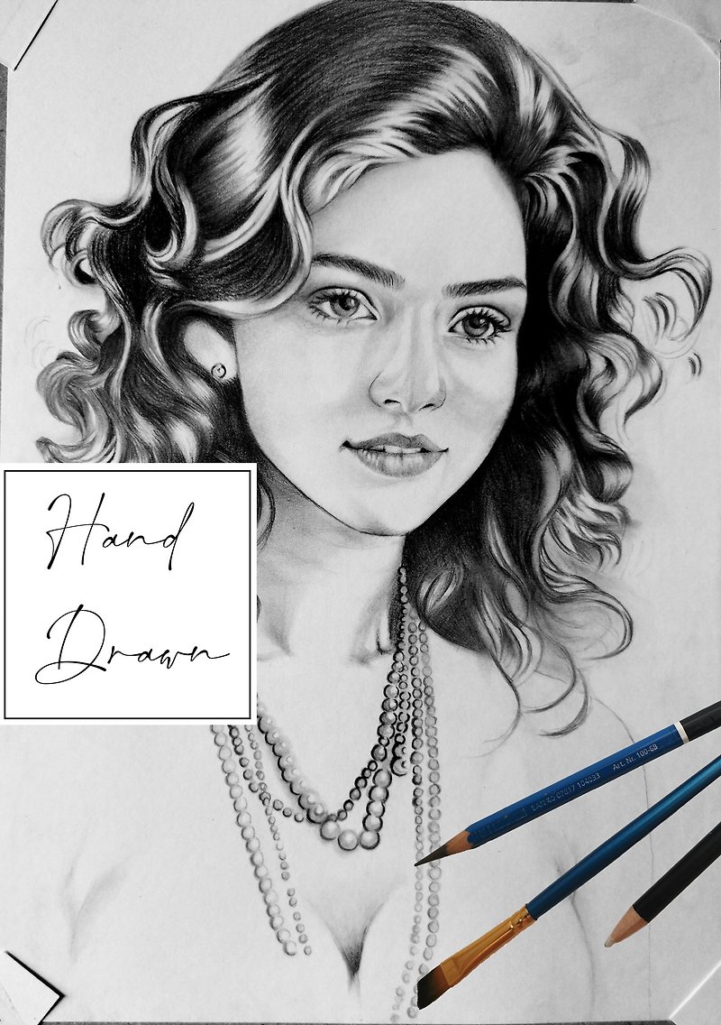 Pencil Drawing From Photo. I Transform Memories Into Portrait Art - Wall Décor - Paper 