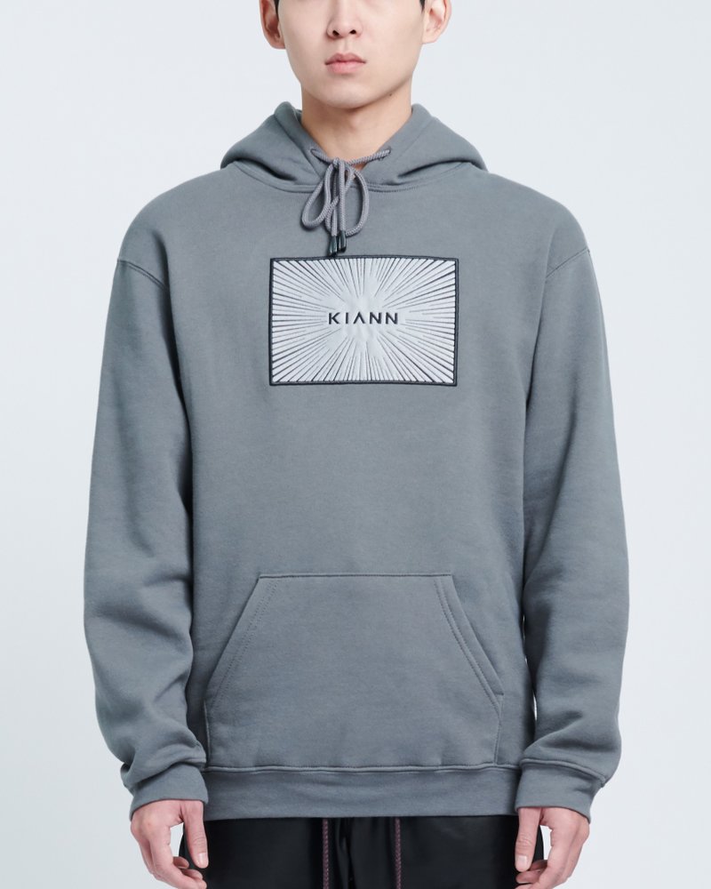 Energy Burst Reflective Box Logo Hoodie in Grey - เสื้อฮู้ด - ผ้าฝ้าย/ผ้าลินิน สีเทา