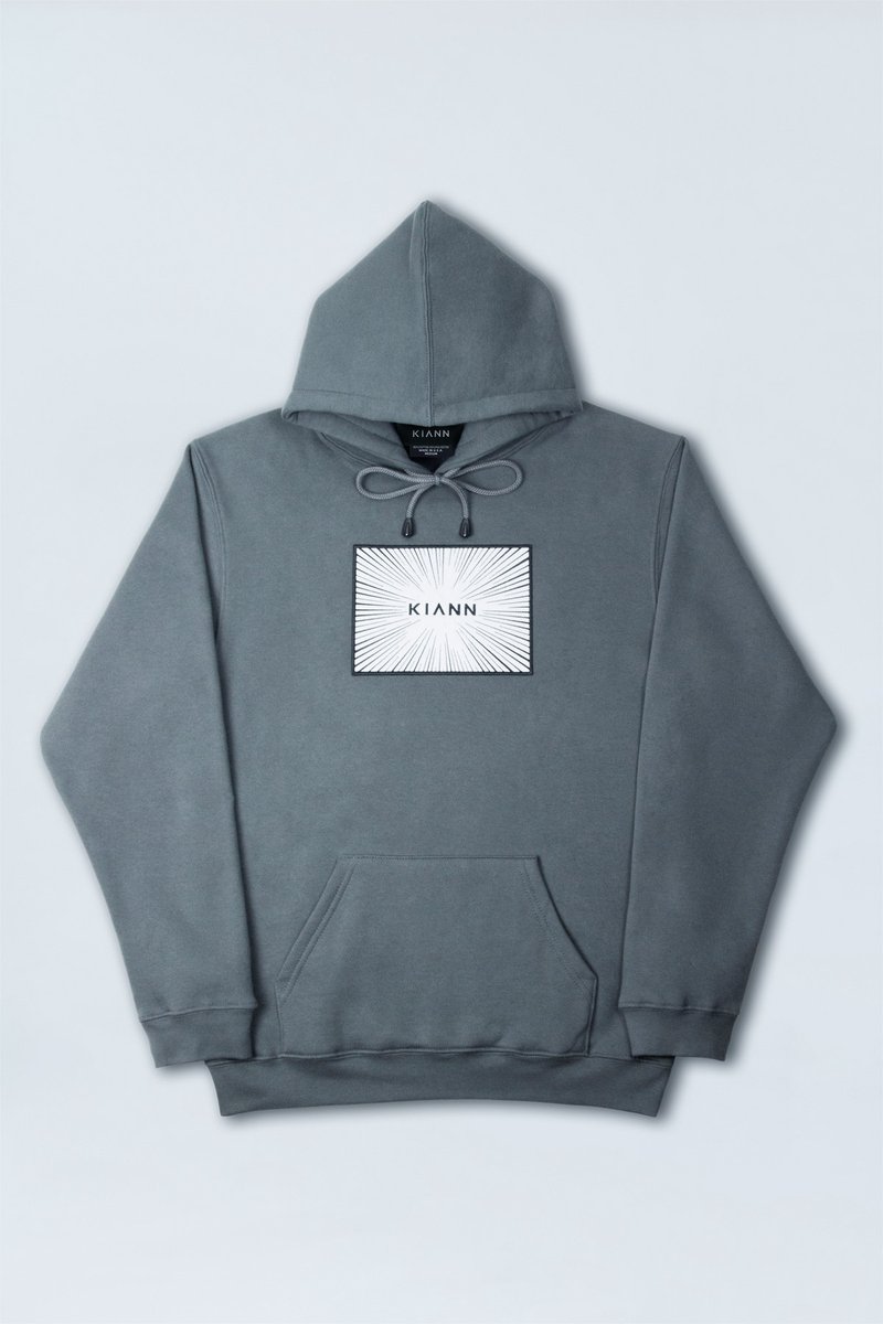 OFF- BOX logo reflective embroidered hoodie in grey. - Unisex Hoodies & T-Shirts - Cotton & Hemp Gray