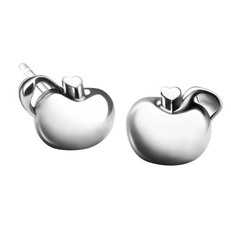 藏愛-蘋果心耳環 - 耳環/耳夾 - 其他金屬 灰色