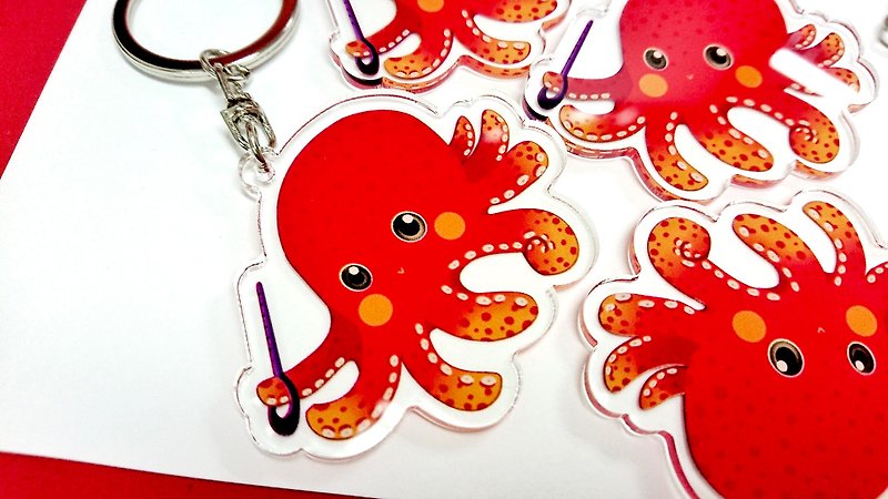 Octopus Keychain - Keychains - Acrylic Red