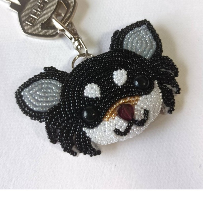 Chihuahua, black, tan, white, garnet nose, charm, bag charm, keychain, metal fittings can be selected - ที่ห้อยกุญแจ - วัสดุอื่นๆ 