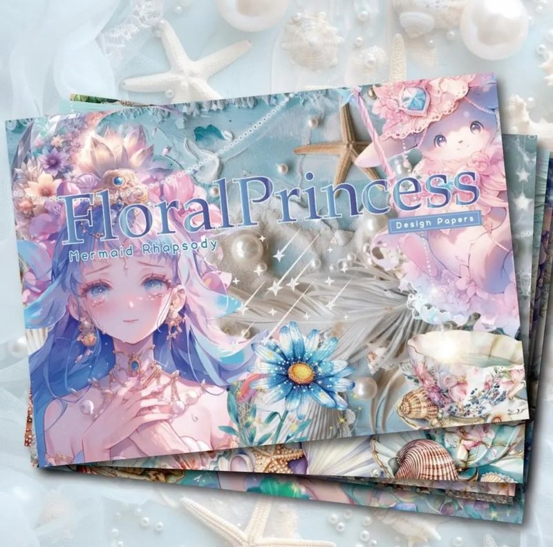 Floral Princess Design Paper Mermaid Rhapsody - อื่นๆ - กระดาษ สีน้ำเงิน