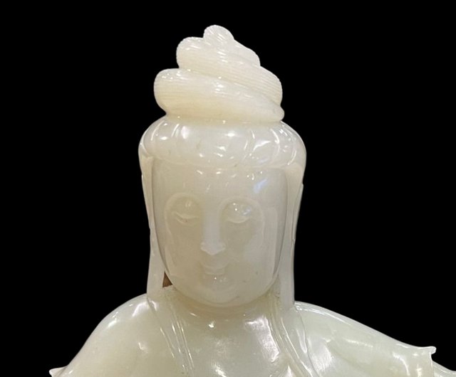 29142 Hetian white shops jade auspicious boy statue