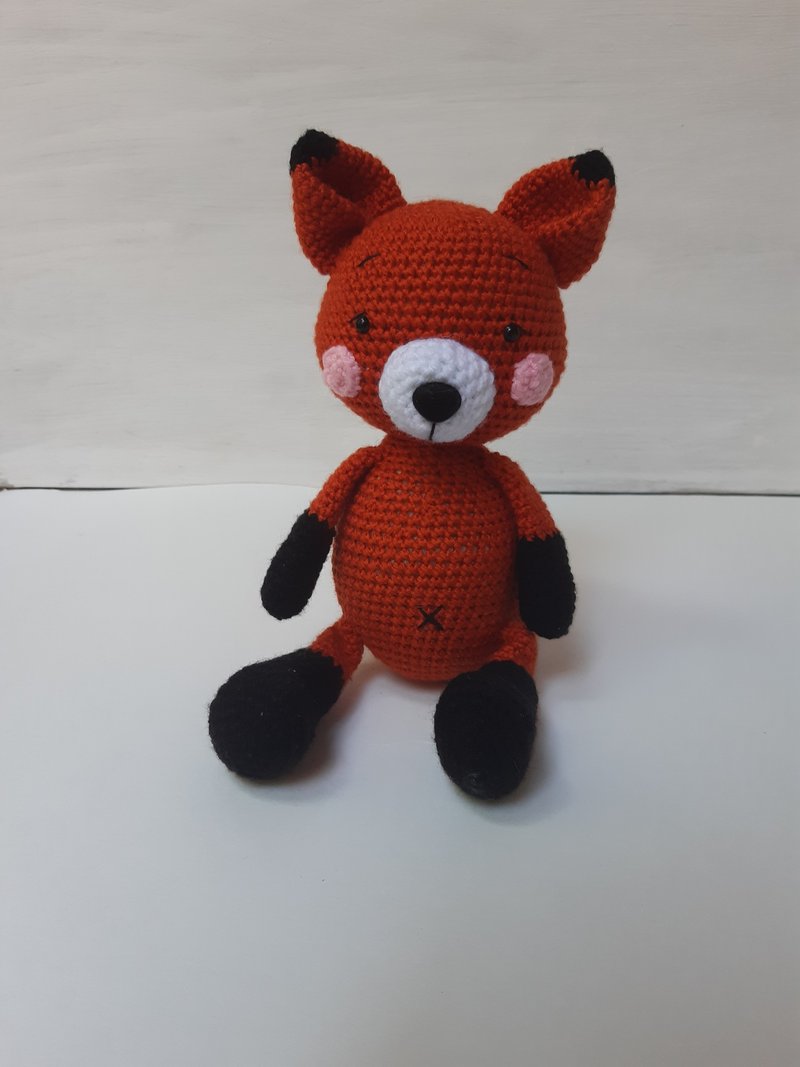 Hand crochet Funny Little Fox Stuffed toys Animals Plush toys Knit Gift - Kids' Toys - Acrylic Orange