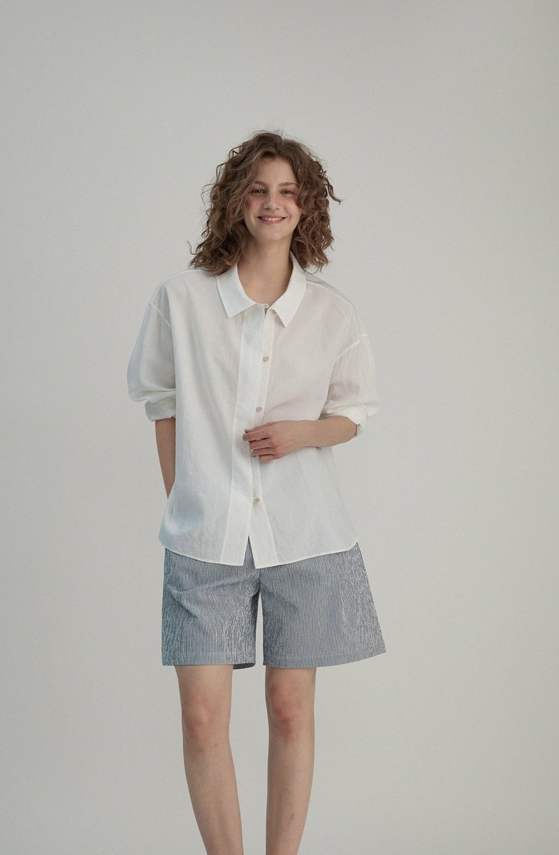 Nordic minimalist irregular loose shirt - Women's Shirts - Other Materials White