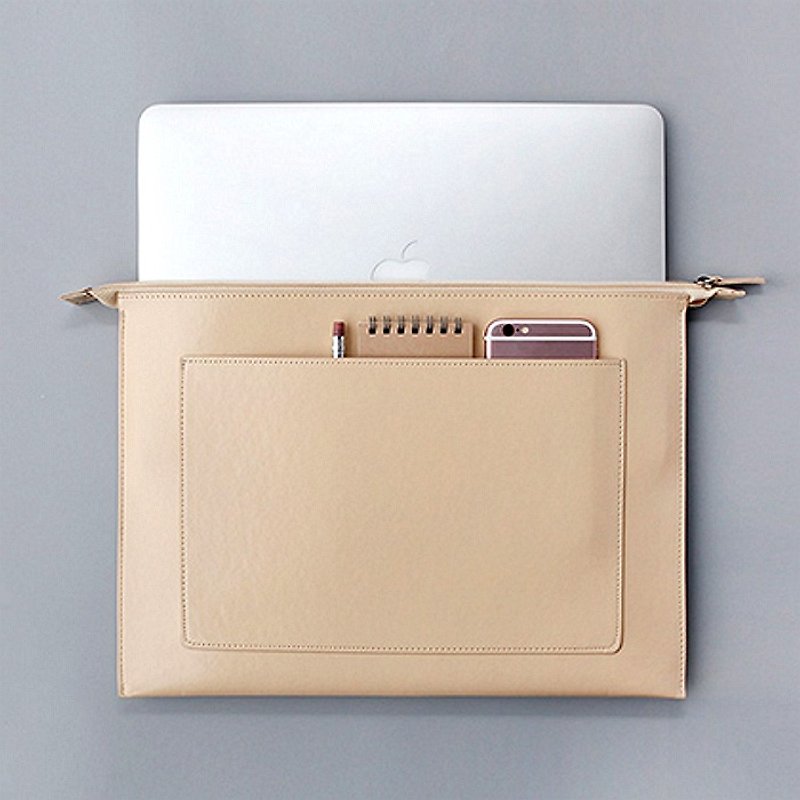 Korea ithinkso 15-inch leather zipper pouch DOCUMENT ZIP POUCH _ 15 "(XL) _Beige - Tablet & Laptop Cases - Genuine Leather 