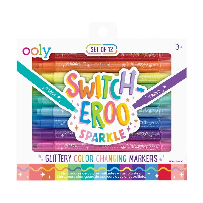 【美國OOLY】Switch-Eroo!雙頭神奇變色閃亮彩色筆 (12色) - 插畫/繪畫/寫字 - 塑膠 多色