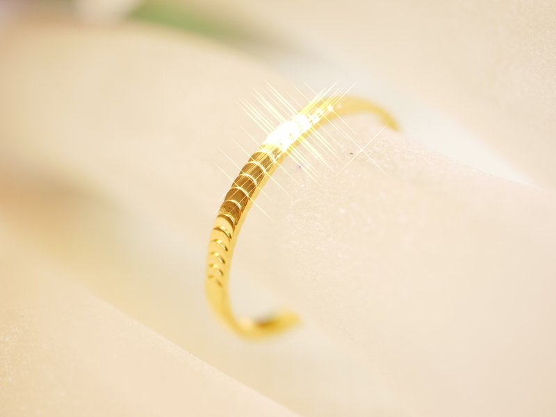 Gold Ring-Style Line Ring-Gold 9999 Living Ring - แหวนทั่วไป - ทอง 24 เค สีทอง